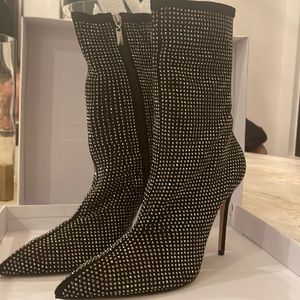 Brand new with box Schutz brand womens Sybil black suede and rhinestones bootie